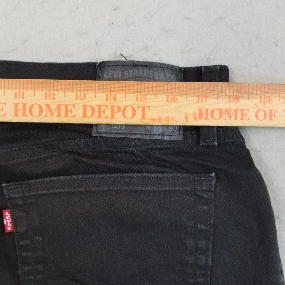 Levi's Jeans Mens 36x30 Black 559 Relaxed Straight‎ Fit Stretch Denim Pants